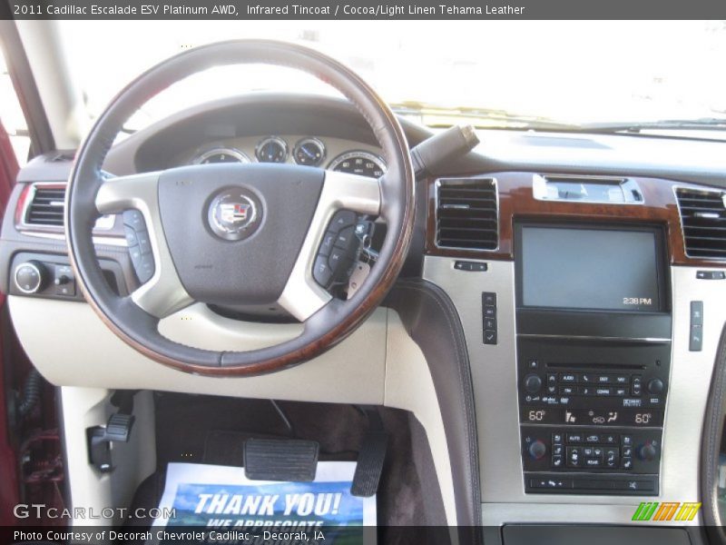 Infrared Tincoat / Cocoa/Light Linen Tehama Leather 2011 Cadillac Escalade ESV Platinum AWD