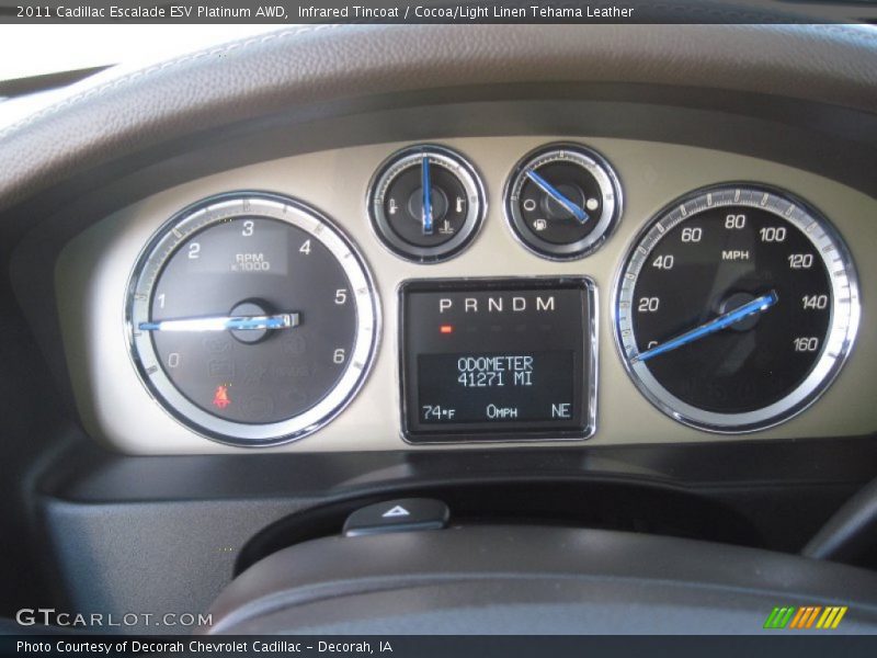Infrared Tincoat / Cocoa/Light Linen Tehama Leather 2011 Cadillac Escalade ESV Platinum AWD