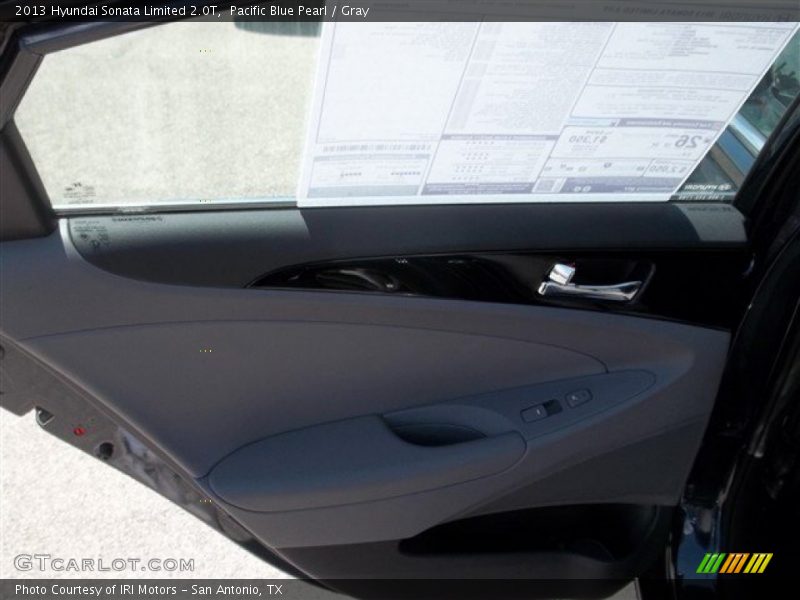 Pacific Blue Pearl / Gray 2013 Hyundai Sonata Limited 2.0T