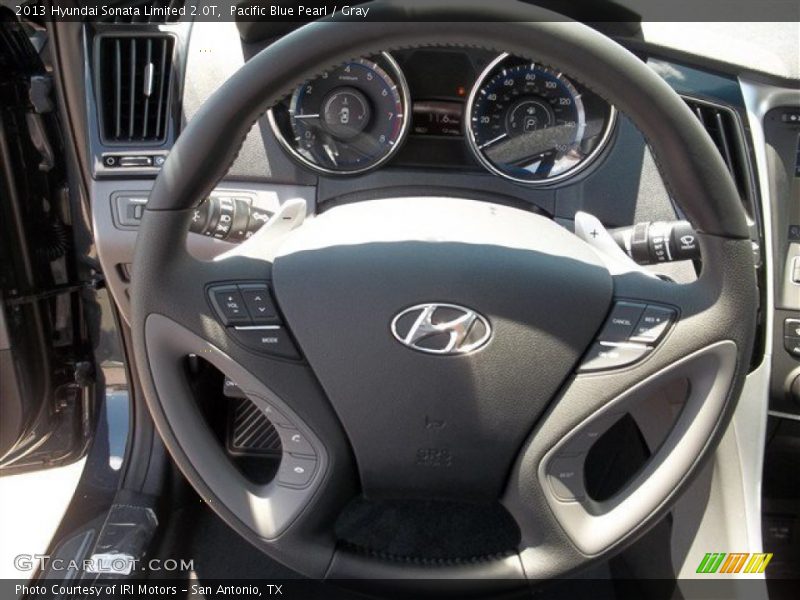 Pacific Blue Pearl / Gray 2013 Hyundai Sonata Limited 2.0T