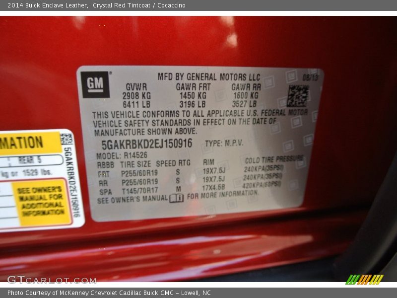 Crystal Red Tintcoat / Cocaccino 2014 Buick Enclave Leather