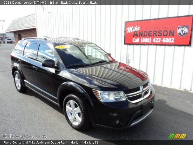 Brilliant Black Crystal Pearl / Black 2012 Dodge Journey SXT AWD