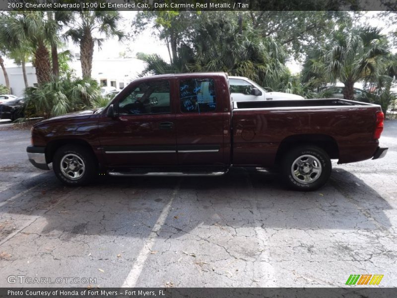 Dark Carmine Red Metallic / Tan 2003 Chevrolet Silverado 1500 LS Extended Cab