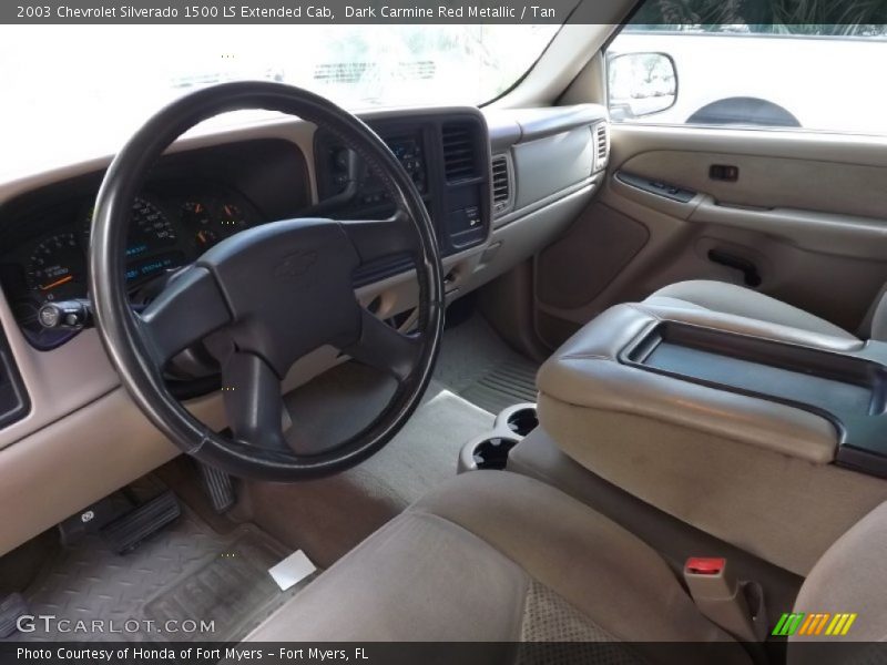 Dark Carmine Red Metallic / Tan 2003 Chevrolet Silverado 1500 LS Extended Cab