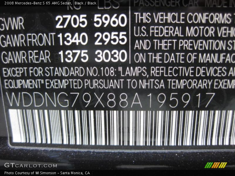 Black / Black 2008 Mercedes-Benz S 65 AMG Sedan