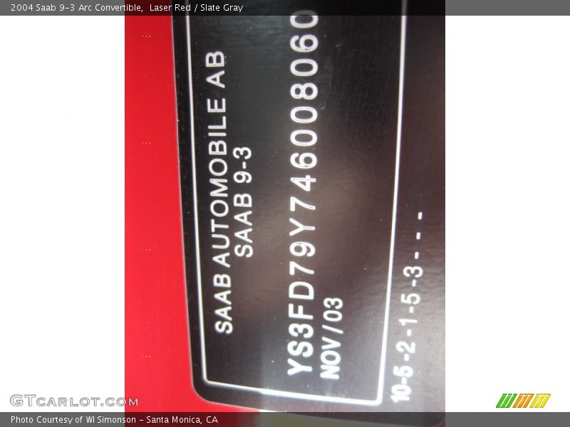 Laser Red / Slate Gray 2004 Saab 9-3 Arc Convertible