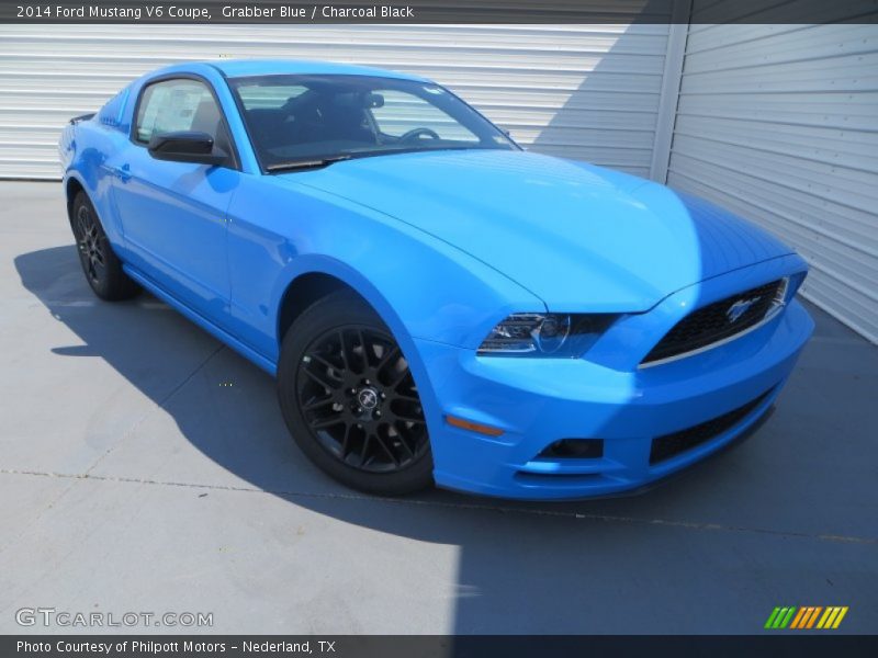 Grabber Blue / Charcoal Black 2014 Ford Mustang V6 Coupe