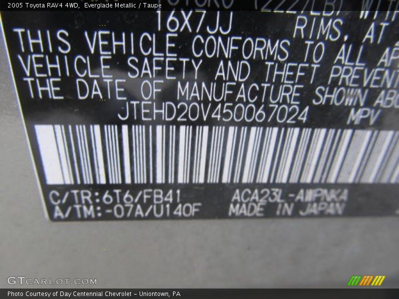 Everglade Metallic / Taupe 2005 Toyota RAV4 4WD