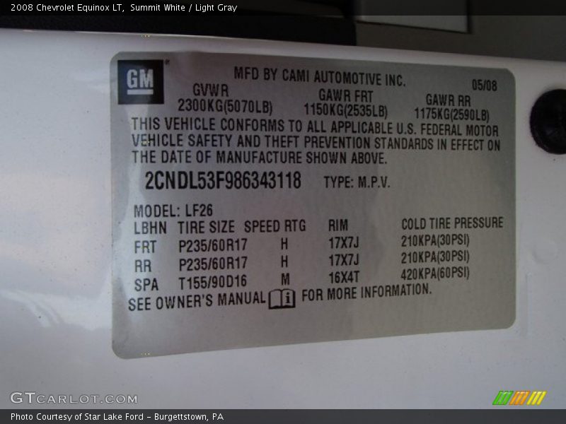 Summit White / Light Gray 2008 Chevrolet Equinox LT