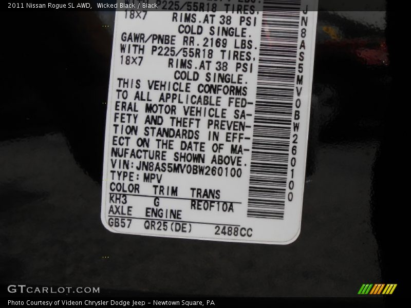 Wicked Black / Black 2011 Nissan Rogue SL AWD