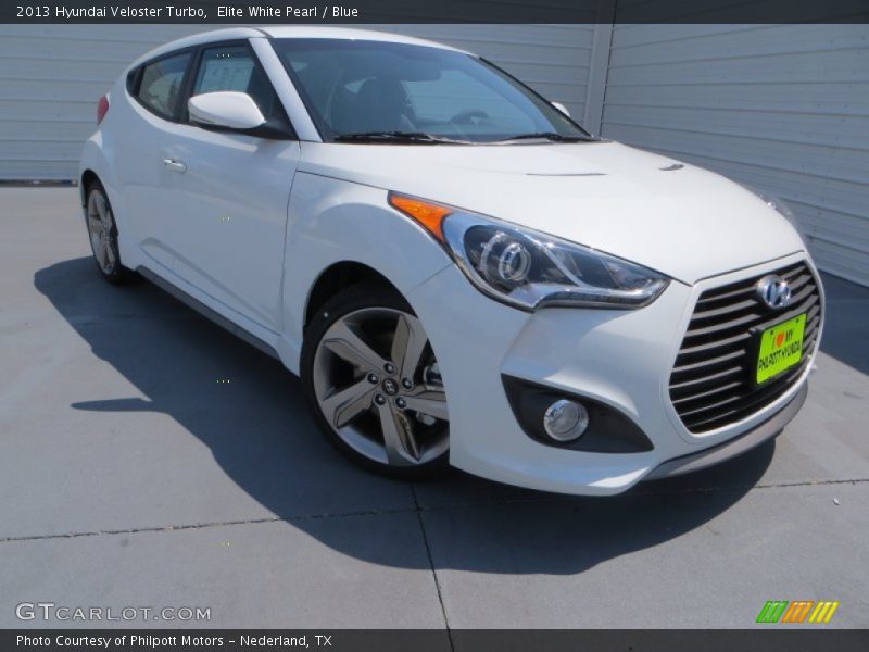 Elite White Pearl / Blue 2013 Hyundai Veloster Turbo