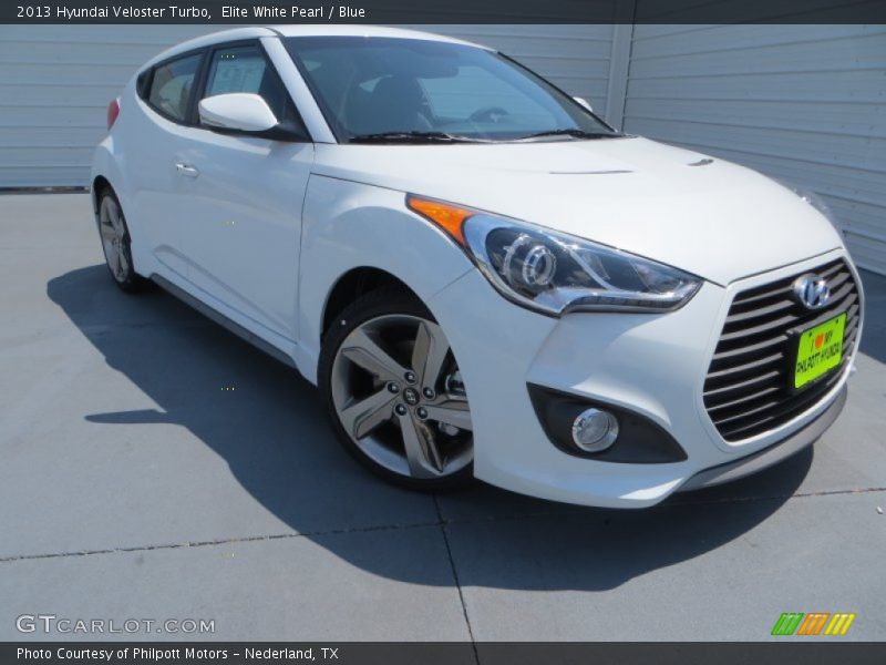 Elite White Pearl / Blue 2013 Hyundai Veloster Turbo