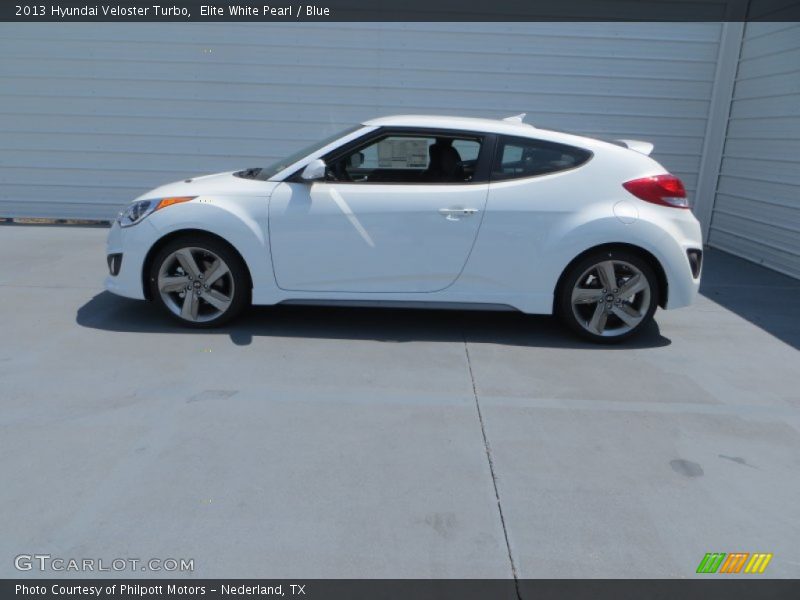 Elite White Pearl / Blue 2013 Hyundai Veloster Turbo