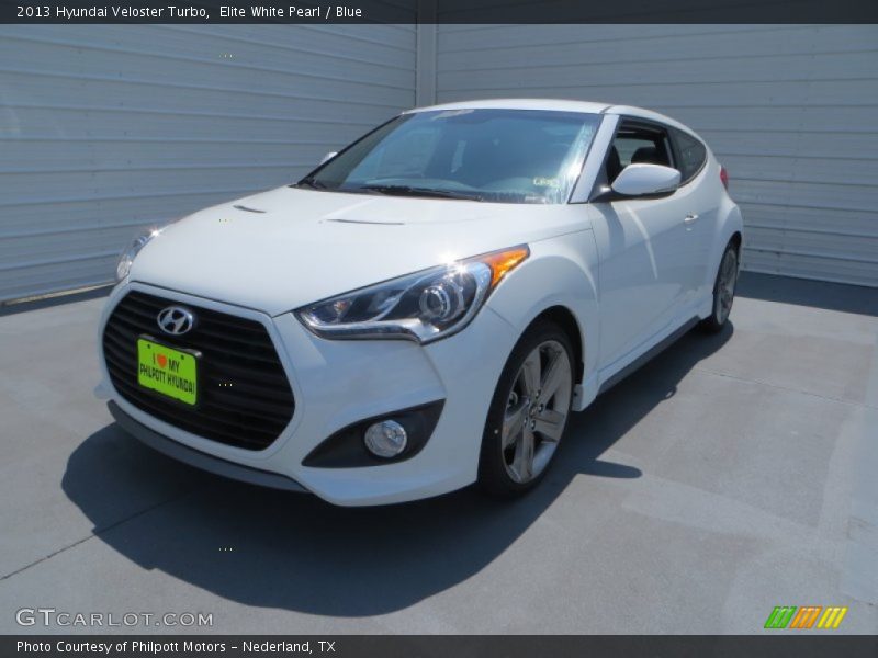 Elite White Pearl / Blue 2013 Hyundai Veloster Turbo