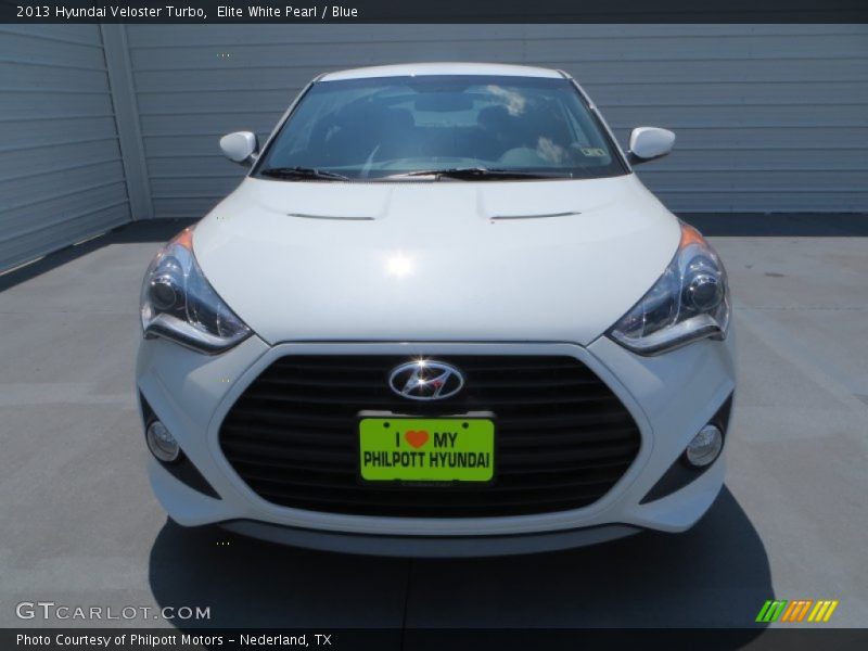 Elite White Pearl / Blue 2013 Hyundai Veloster Turbo