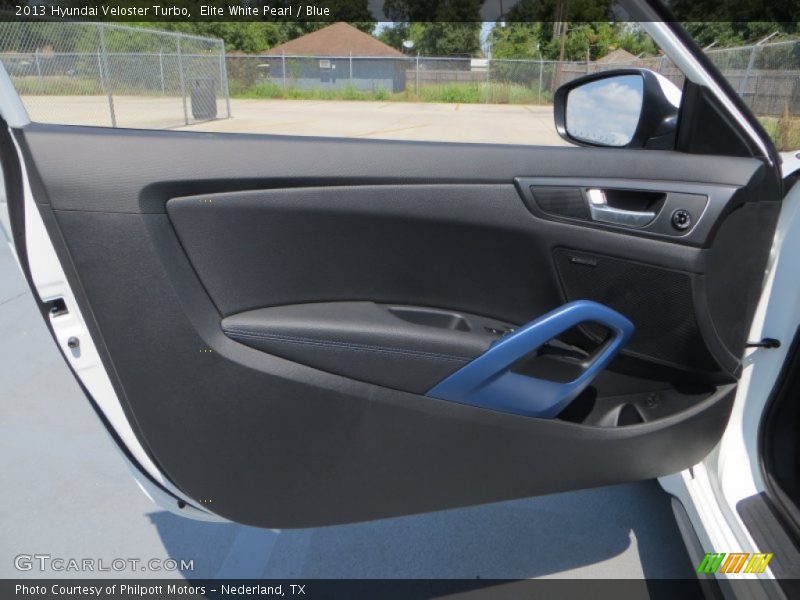 Elite White Pearl / Blue 2013 Hyundai Veloster Turbo