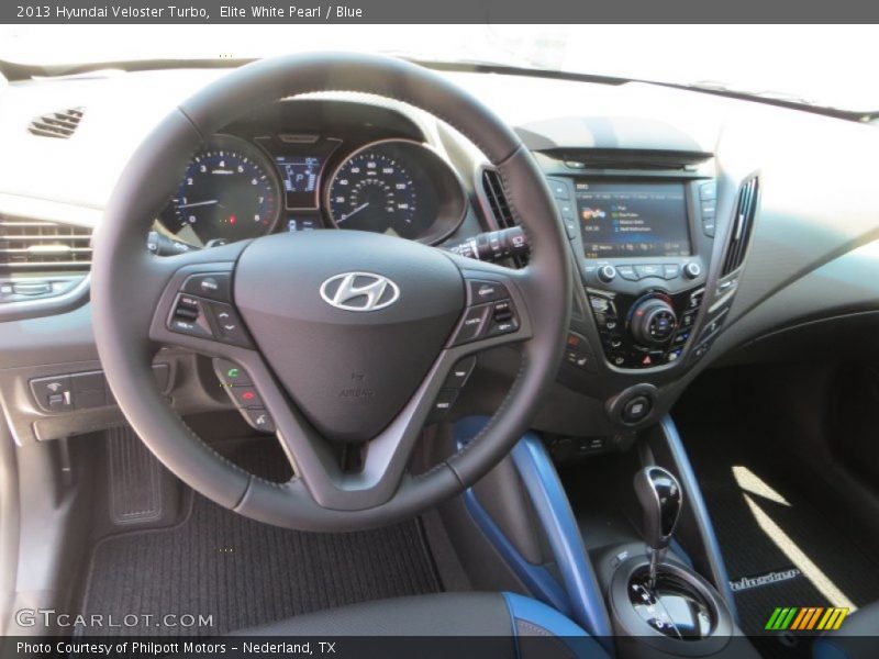 Elite White Pearl / Blue 2013 Hyundai Veloster Turbo