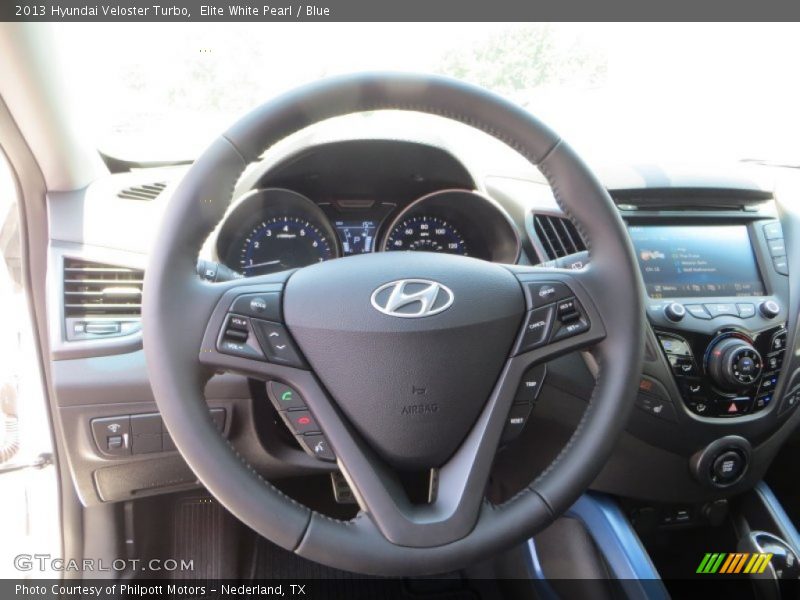 Elite White Pearl / Blue 2013 Hyundai Veloster Turbo