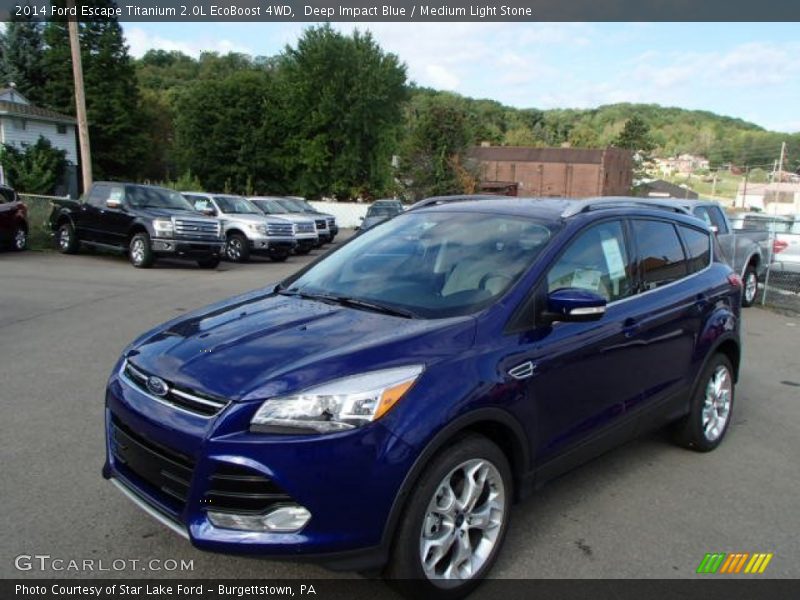 Deep Impact Blue / Medium Light Stone 2014 Ford Escape Titanium 2.0L EcoBoost 4WD