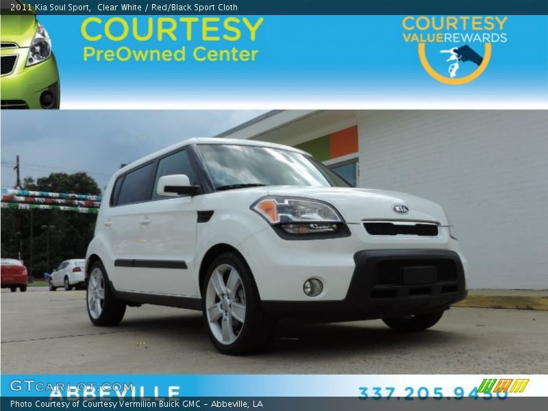 Clear White / Red/Black Sport Cloth 2011 Kia Soul Sport