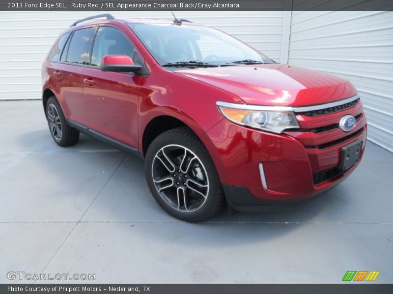 Ruby Red / SEL Appearance Charcoal Black/Gray Alcantara 2013 Ford Edge SEL