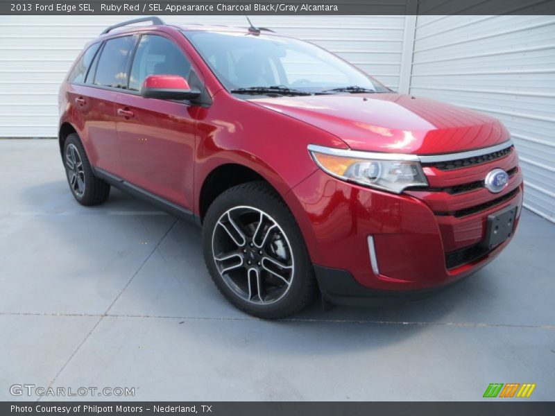 Ruby Red / SEL Appearance Charcoal Black/Gray Alcantara 2013 Ford Edge SEL