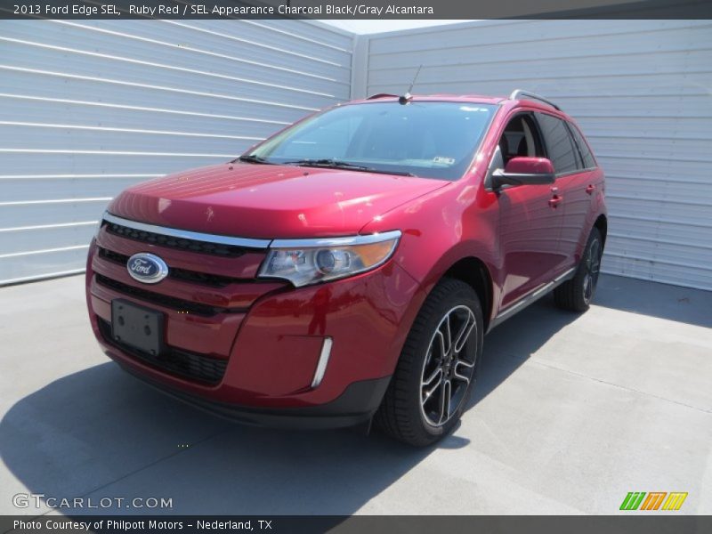 Ruby Red / SEL Appearance Charcoal Black/Gray Alcantara 2013 Ford Edge SEL