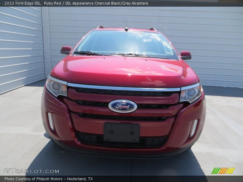 Ruby Red / SEL Appearance Charcoal Black/Gray Alcantara 2013 Ford Edge SEL