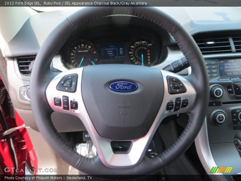 Ruby Red / SEL Appearance Charcoal Black/Gray Alcantara 2013 Ford Edge SEL