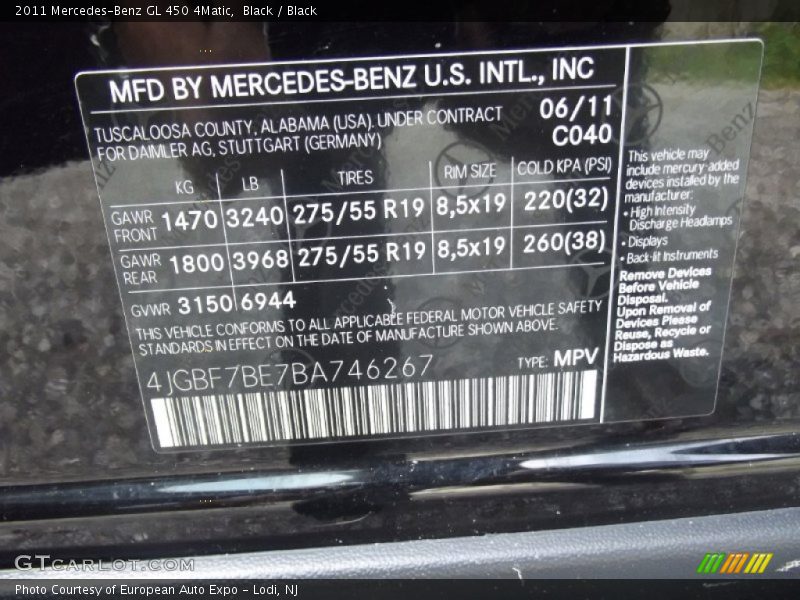 Black / Black 2011 Mercedes-Benz GL 450 4Matic