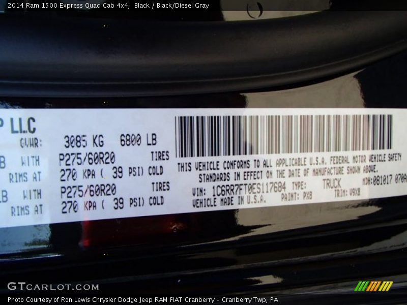 2014 1500 Express Quad Cab 4x4 Black Color Code PX8