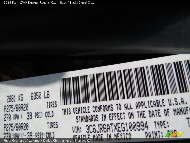 2014 1500 Express Regular Cab Black Color Code PX8