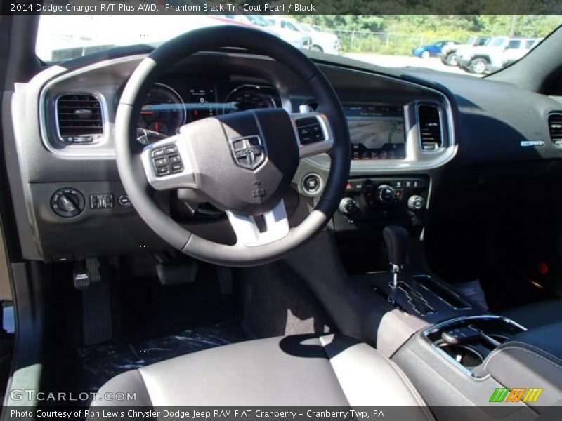 Phantom Black Tri-Coat Pearl / Black 2014 Dodge Charger R/T Plus AWD
