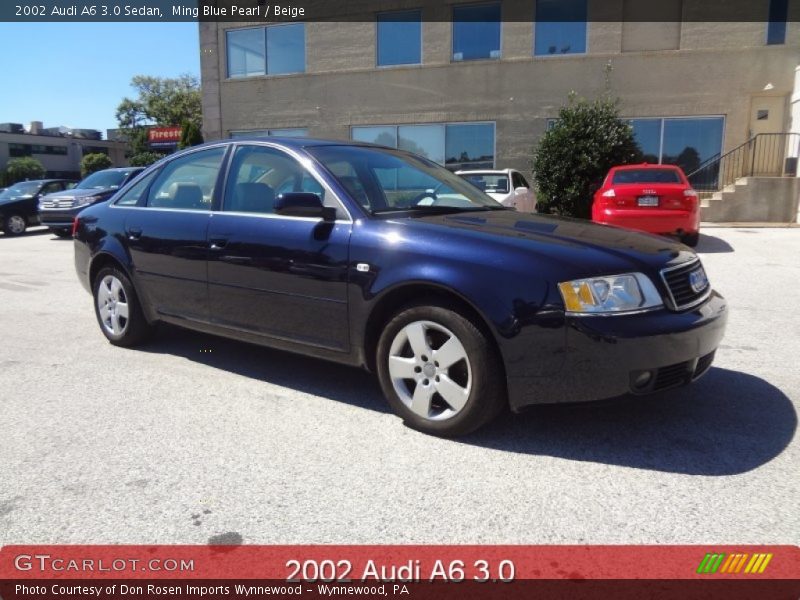 Ming Blue Pearl / Beige 2002 Audi A6 3.0 Sedan