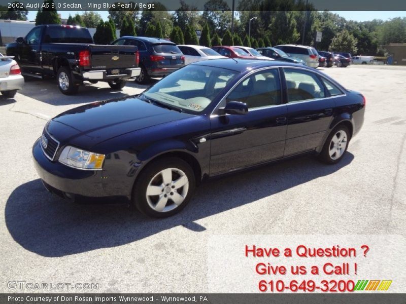 Ming Blue Pearl / Beige 2002 Audi A6 3.0 Sedan