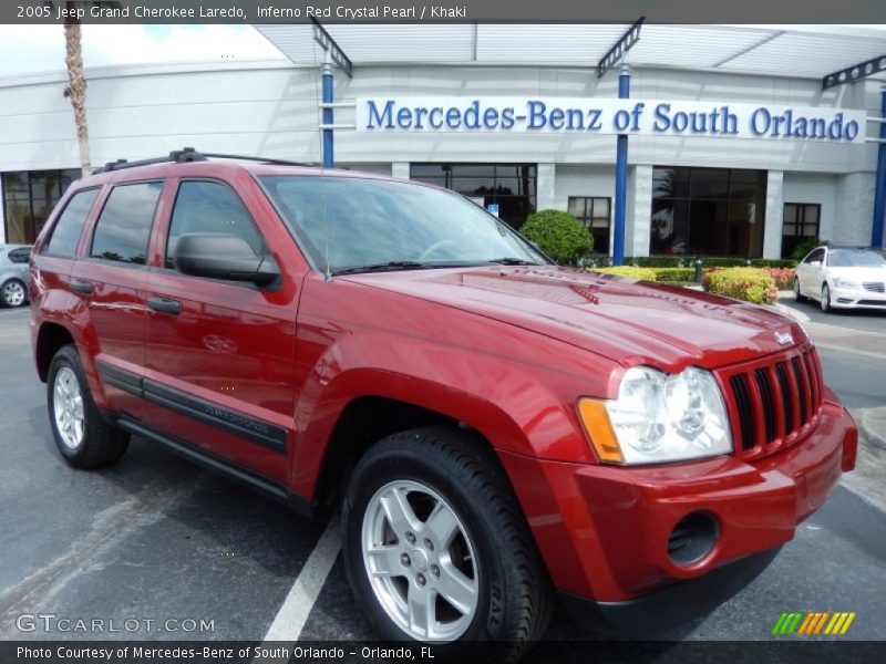 Inferno Red Crystal Pearl / Khaki 2005 Jeep Grand Cherokee Laredo