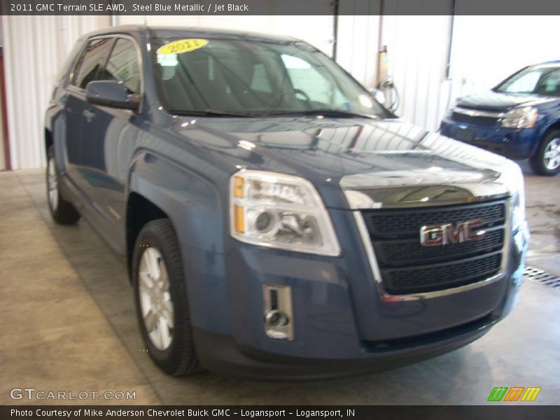 Steel Blue Metallic / Jet Black 2011 GMC Terrain SLE AWD