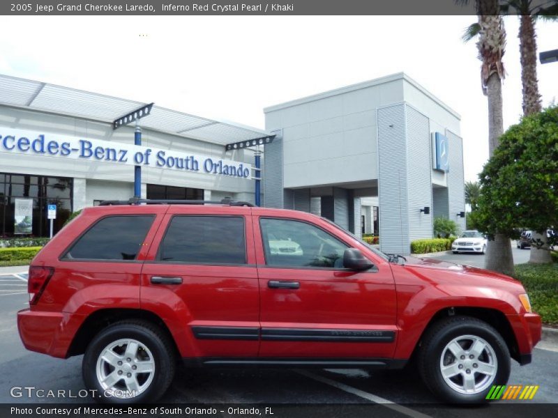 Inferno Red Crystal Pearl / Khaki 2005 Jeep Grand Cherokee Laredo