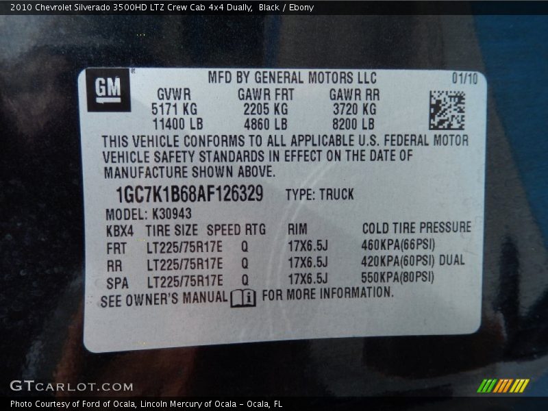 Black / Ebony 2010 Chevrolet Silverado 3500HD LTZ Crew Cab 4x4 Dually