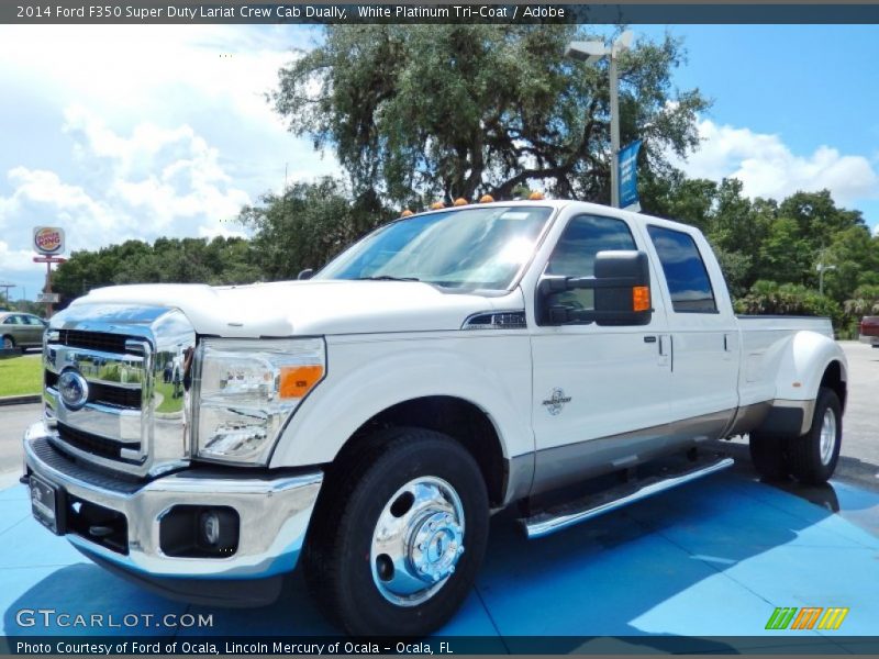 White Platinum Tri-Coat / Adobe 2014 Ford F350 Super Duty Lariat Crew Cab Dually