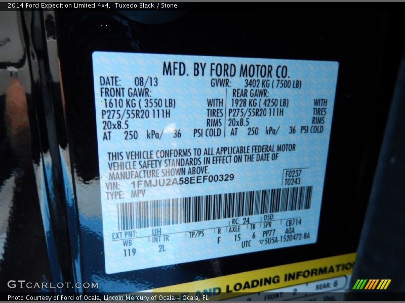 2014 Expedition Limited 4x4 Tuxedo Black Color Code UH