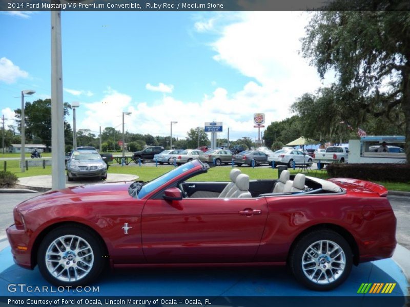 Ruby Red / Medium Stone 2014 Ford Mustang V6 Premium Convertible