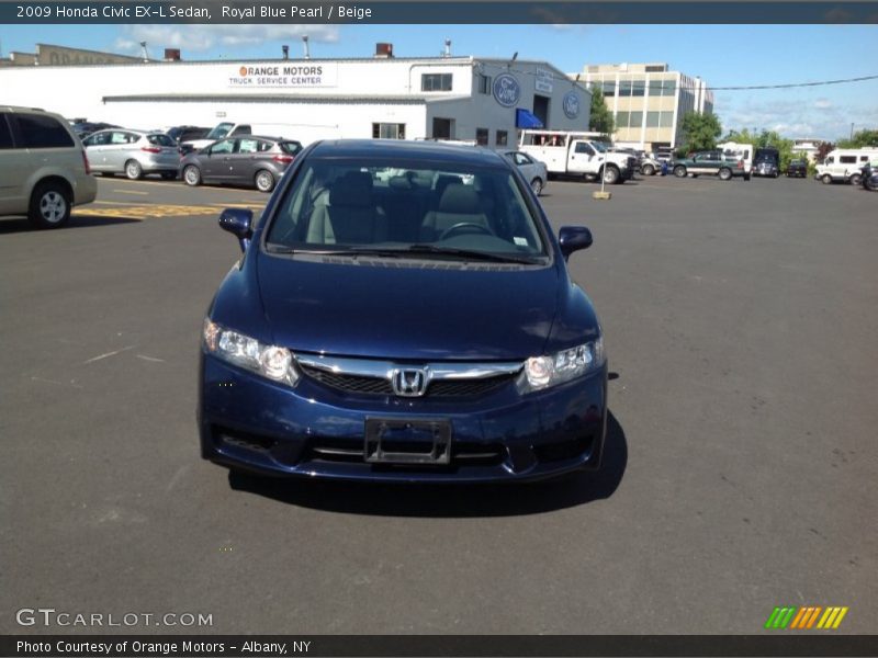 Royal Blue Pearl / Beige 2009 Honda Civic EX-L Sedan