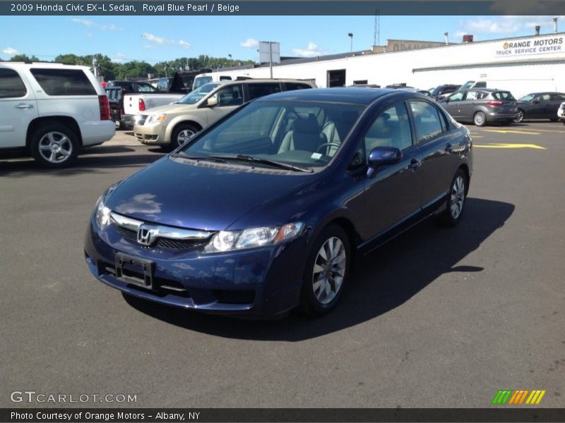 Royal Blue Pearl / Beige 2009 Honda Civic EX-L Sedan