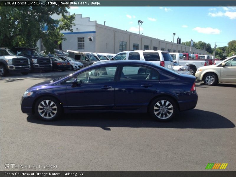 Royal Blue Pearl / Beige 2009 Honda Civic EX-L Sedan