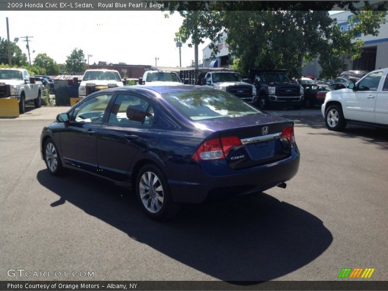 Royal Blue Pearl / Beige 2009 Honda Civic EX-L Sedan