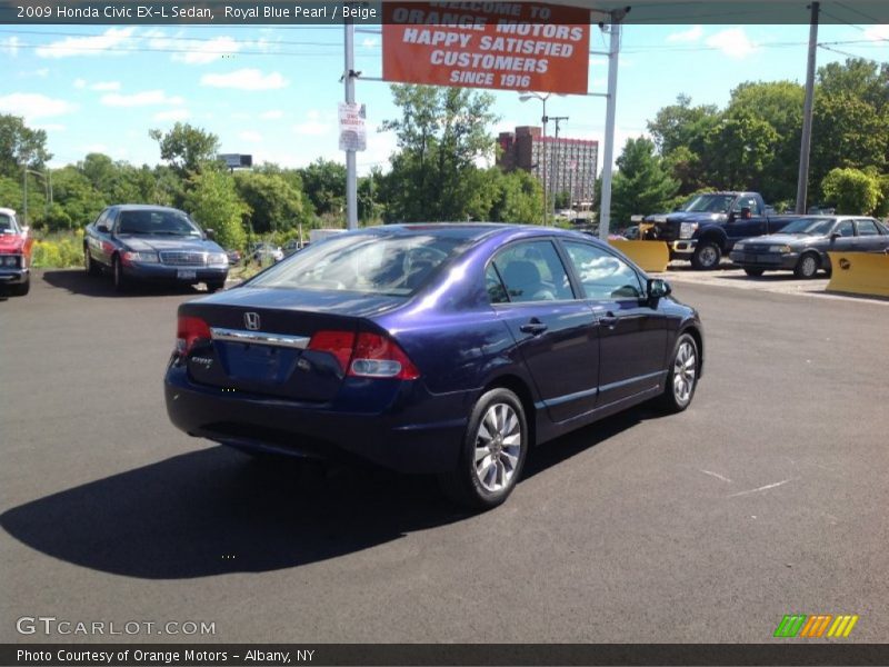 Royal Blue Pearl / Beige 2009 Honda Civic EX-L Sedan