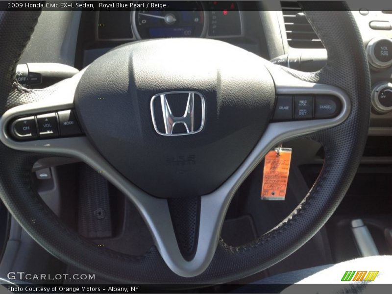 Royal Blue Pearl / Beige 2009 Honda Civic EX-L Sedan