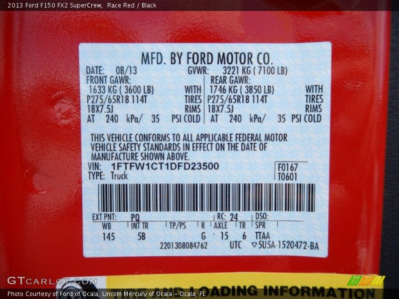2013 F150 FX2 SuperCrew Race Red Color Code PQ