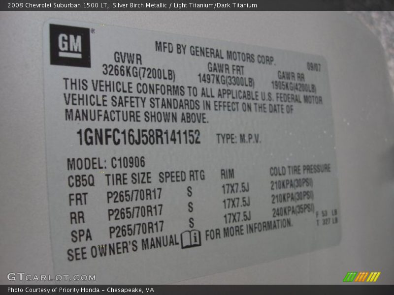 Silver Birch Metallic / Light Titanium/Dark Titanium 2008 Chevrolet Suburban 1500 LT